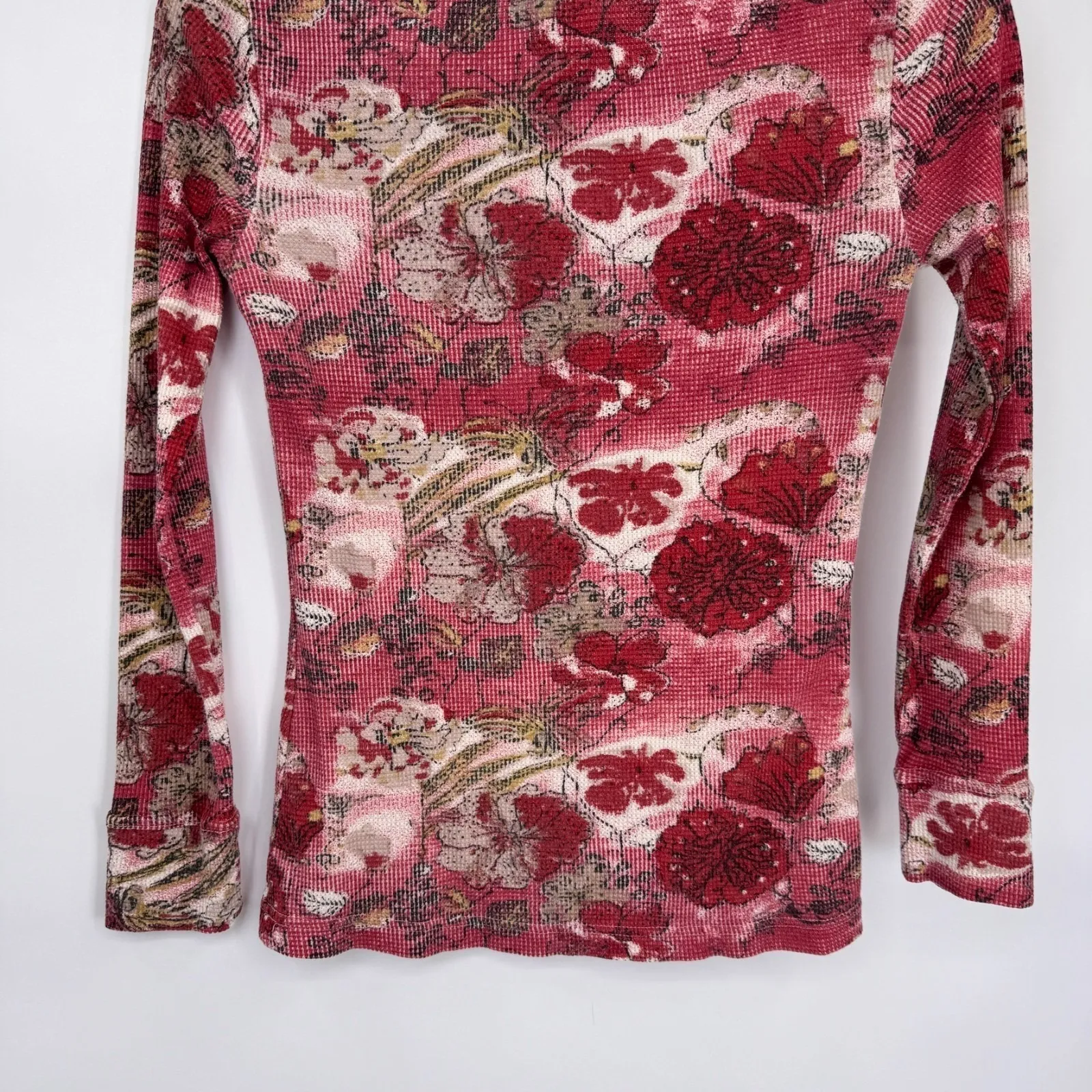 The North Face Thermal Top Womens XS Red Floral Cotton Blend Hiking Camping - Image 8