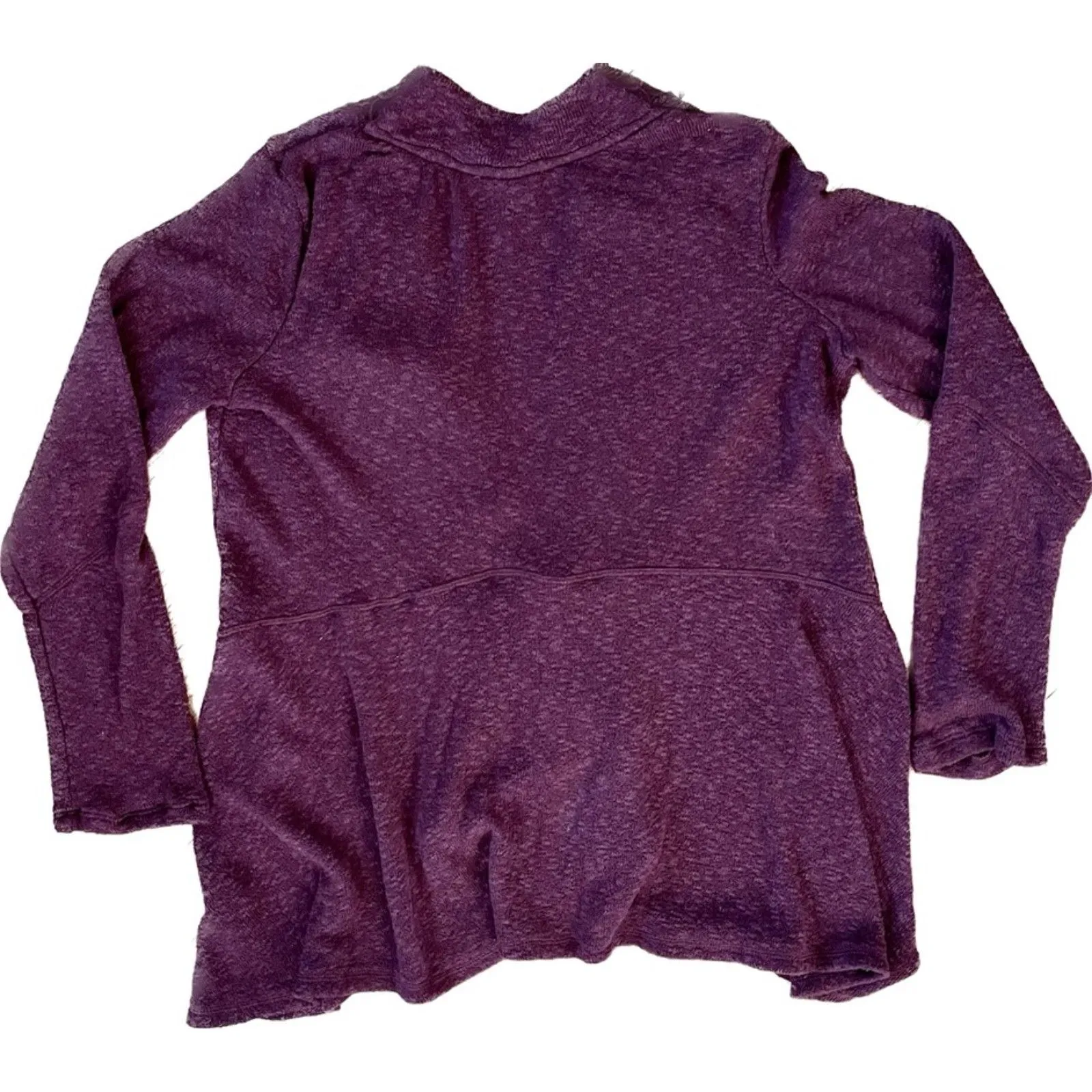 Knox Rose | Plum Open Front Lace Accented Cardigan | Large - Image 2