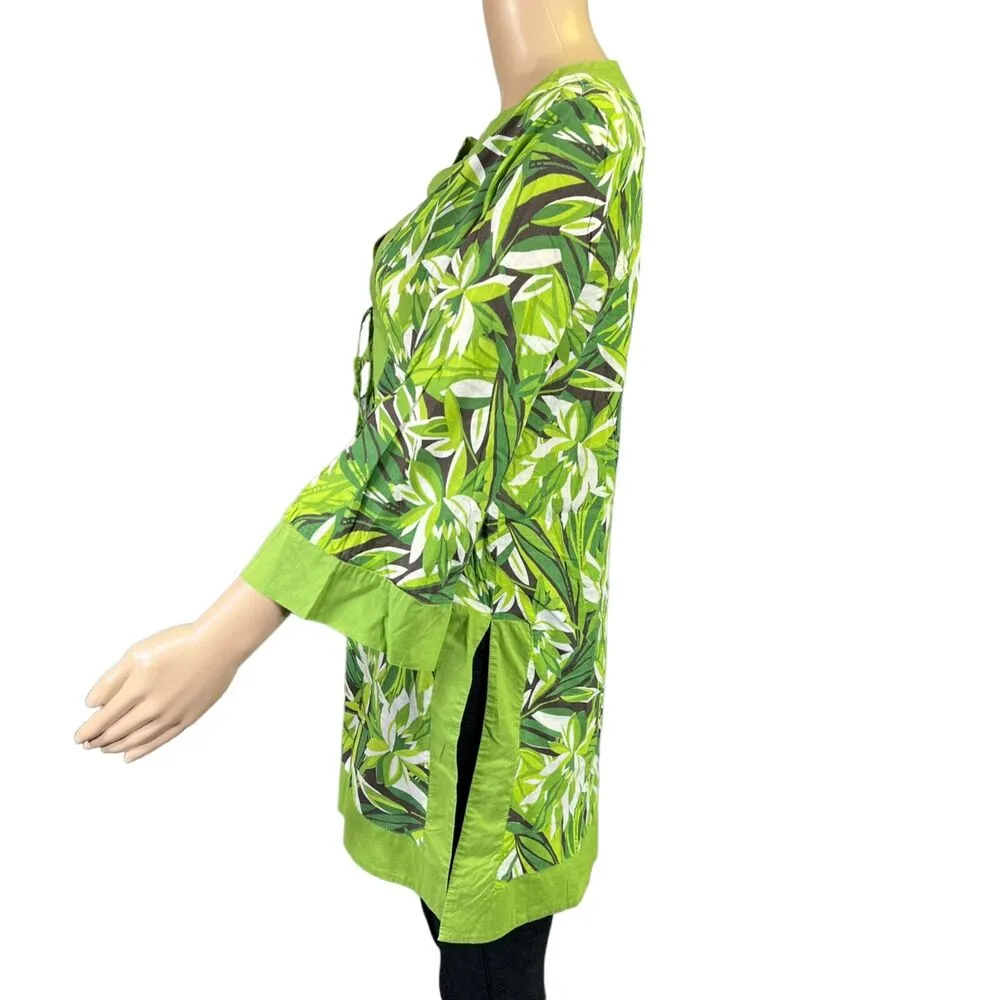 Banana Republic Womens Swimsuit Cover Up Jungle Tropical Print Green Small - Image 6