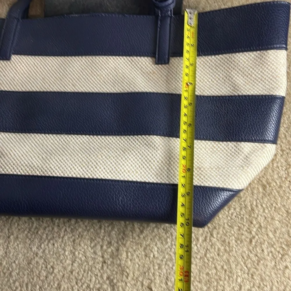 Amanda Blu shoulder bag. Navy & tan strip. Small‎ pouch inside. Cute for Spring! Blue - Image 11