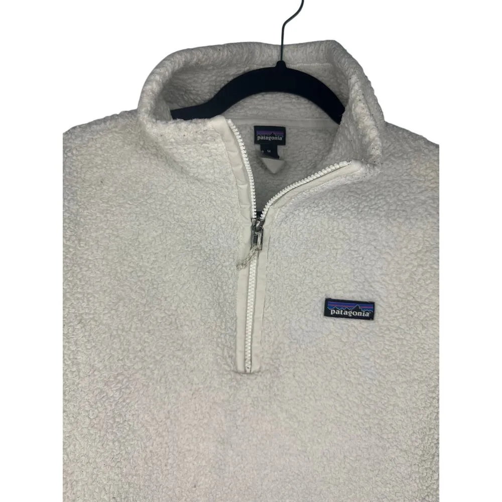 Patagonia Quarter Zip Sherpa Fleece Pullover Women Medium Off White Warm Hiking - Image 2