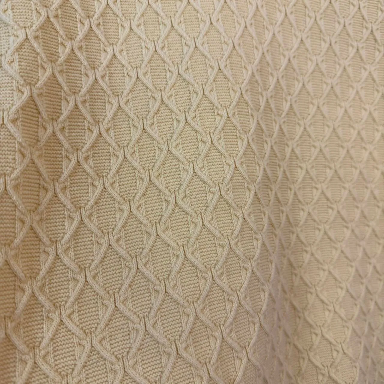 Talbots Butter Yellow Long Sleeve V-neck Sweater with Textured Diamond Pattern - Image 3