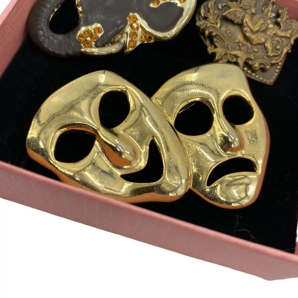 Vintage Gold Tone Brooch Pin Lot of 3 Gold - Image 3