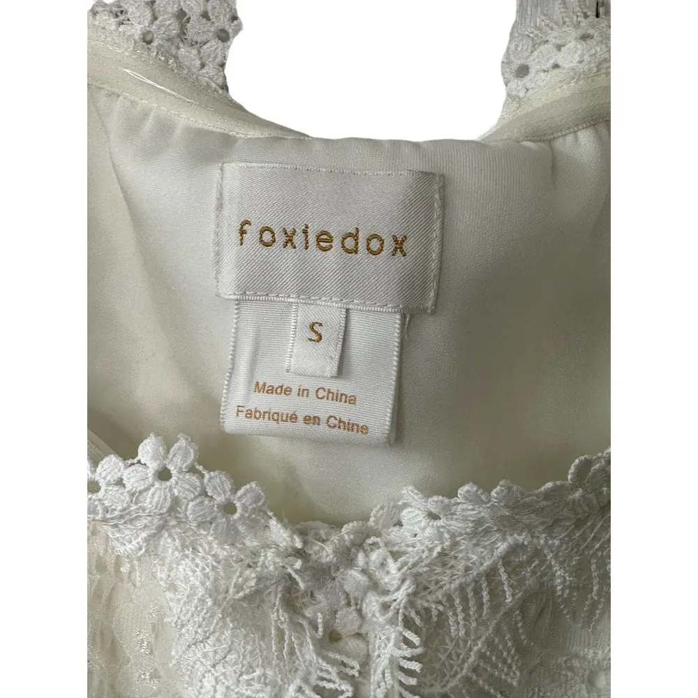 Anthropologie FoxieDox Foxie Dox White Lace Off Shoulder Dress Women's Small - Image 6
