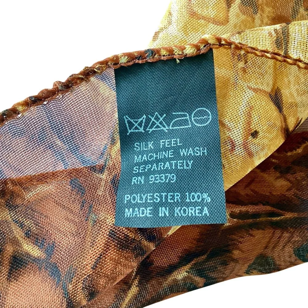 Snake Print Sheer Scarf Brown - Image 3