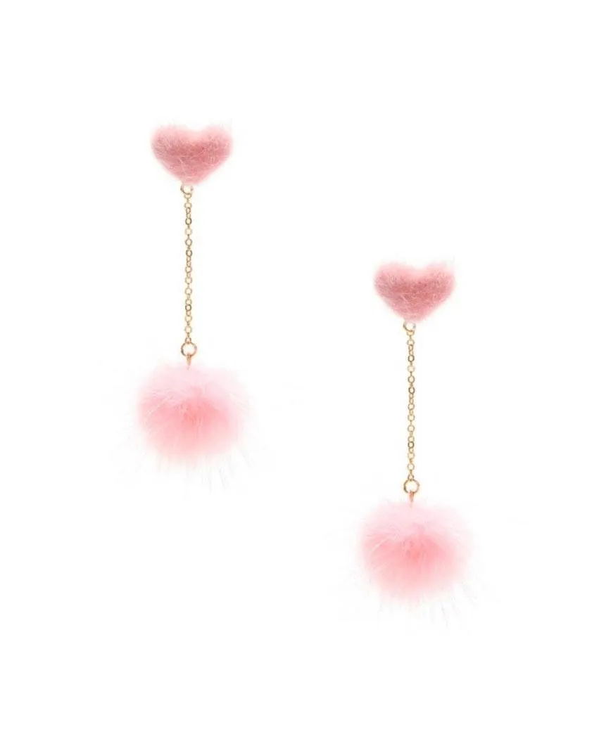 Fuzzy Heart Earrings Pink - Image 3