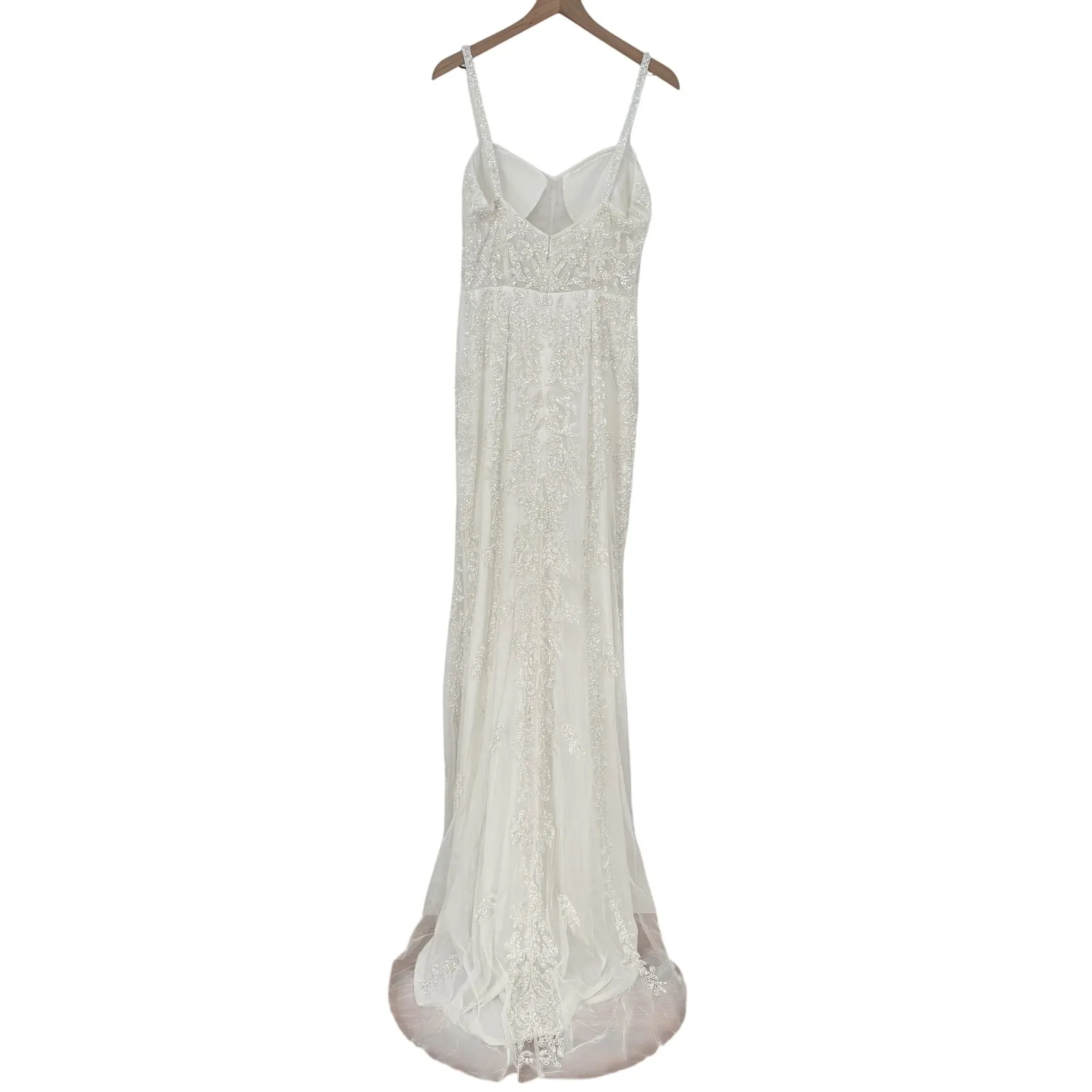 Lulus Momentous Love White Beaded Bustier Mesh Mermaid Maxi Dress Size L Size L - Image 10