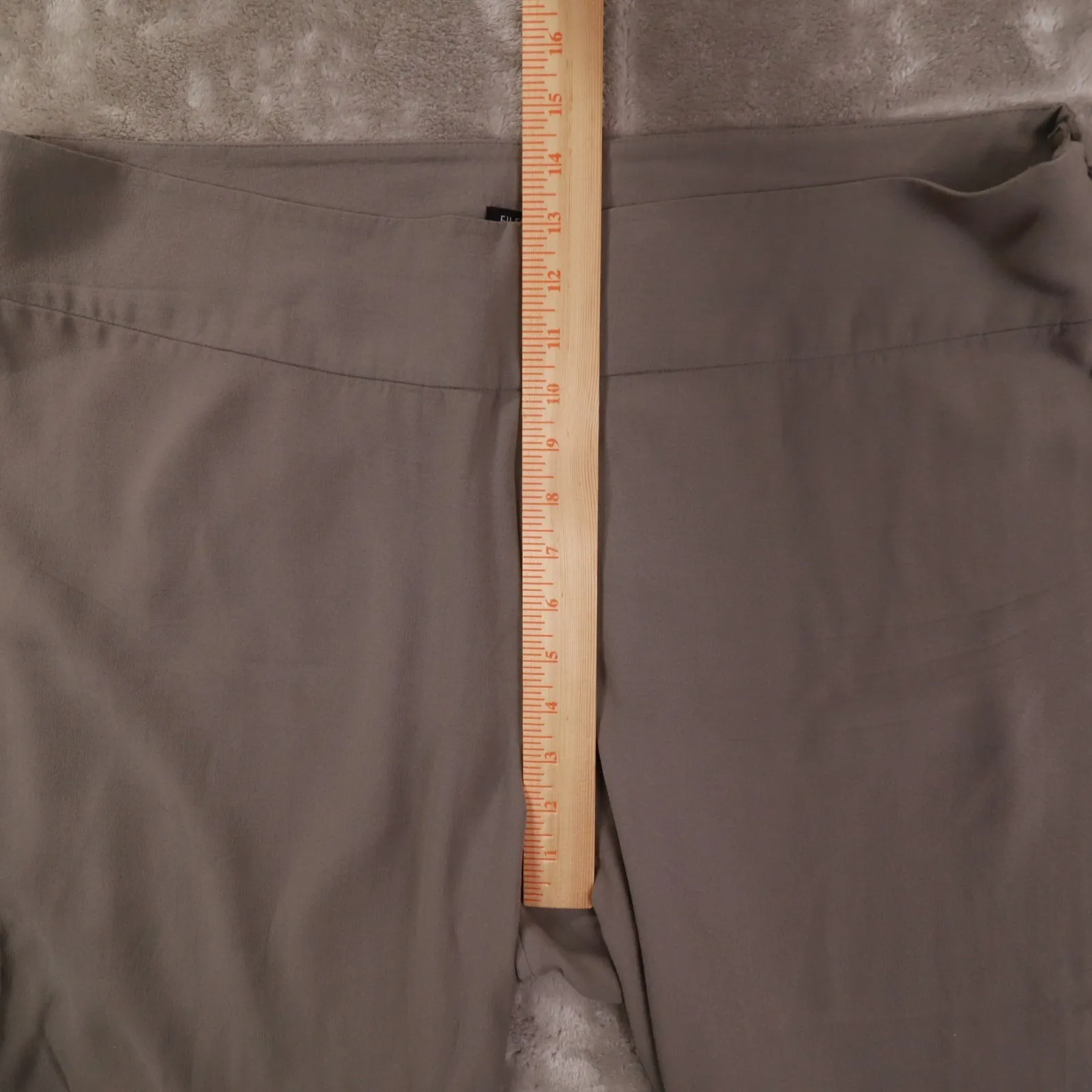 Eileen Fisher Gray 100% Silk Wide Leg Dress Pants Crop Side Zip Womens Size XL - Image 9