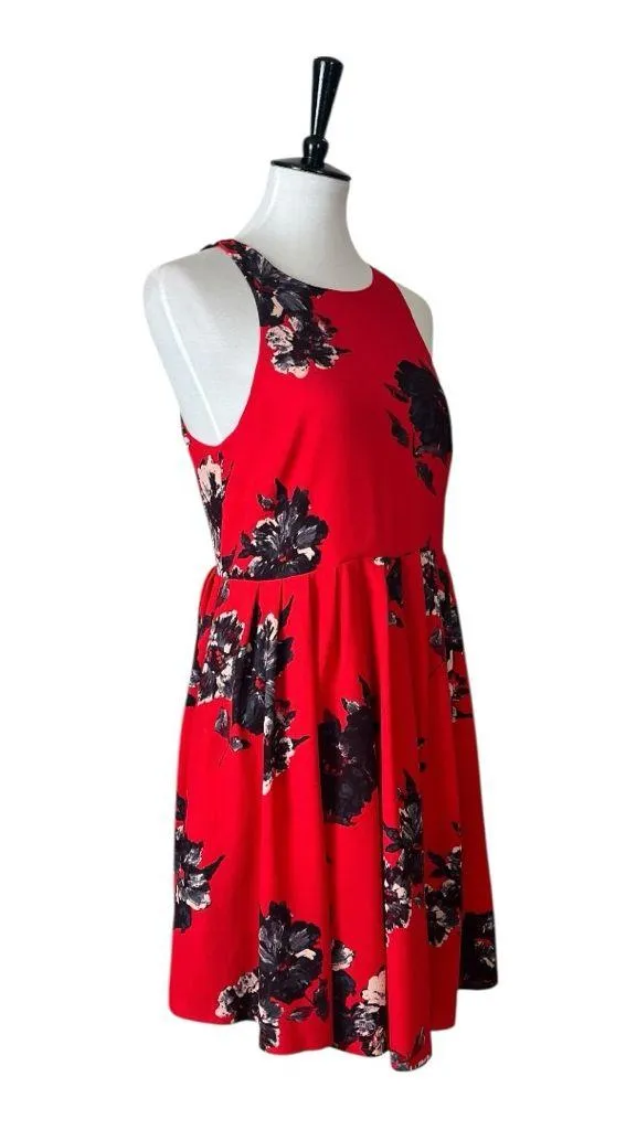 Free People Aline Mini Dress Pockets Halter Neck Red Black Floral Women’s Size 6 - Image 4