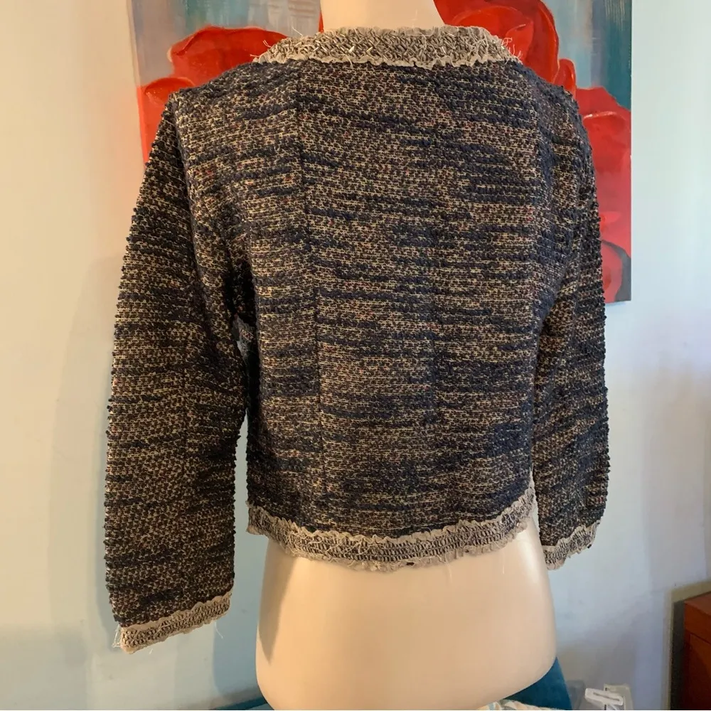 Anthropologie Isani Massey Jacket Tweed Womens Small Blue Long Sleeve Read - Image 5