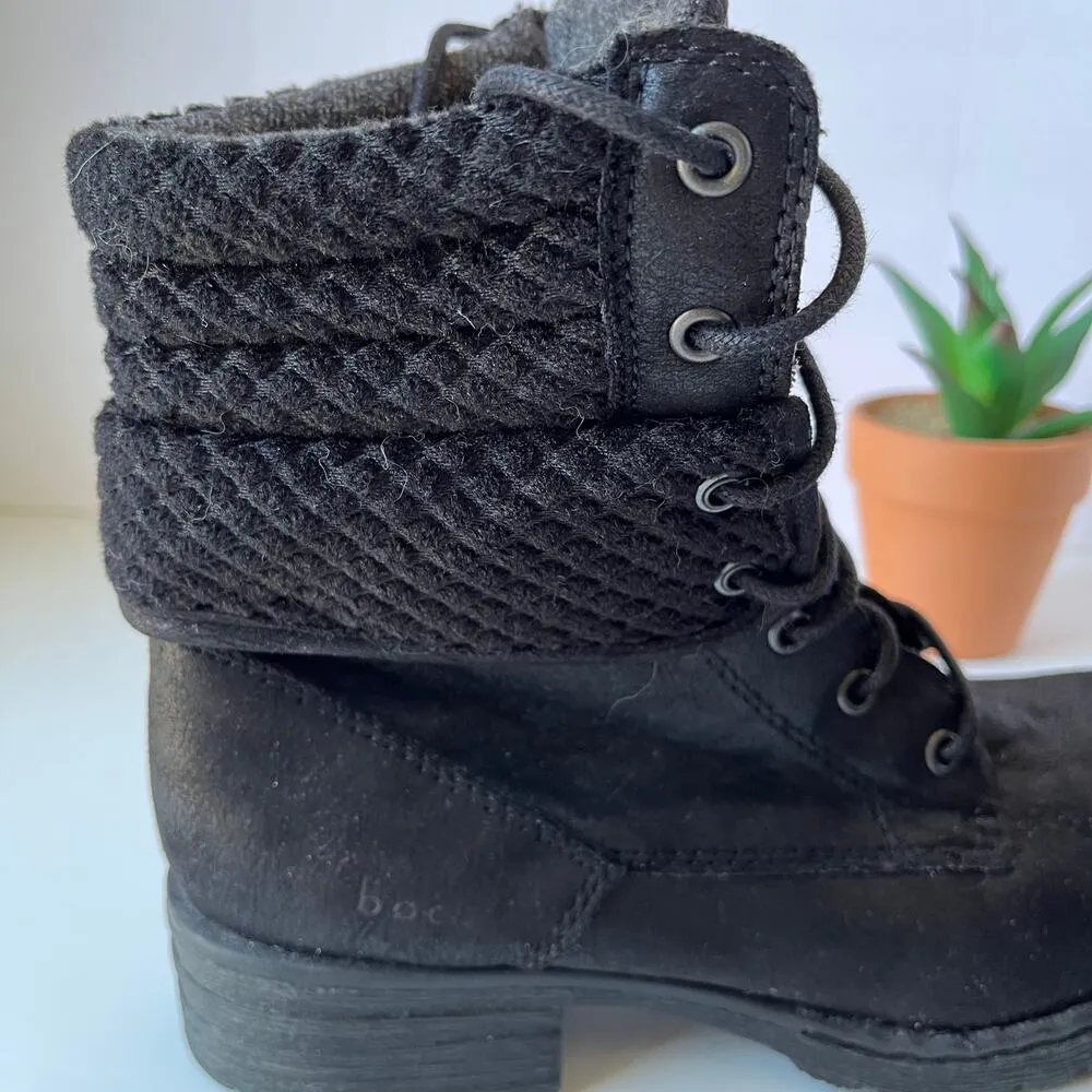 BOC Karel Combat Womens Boots Size 6M Black Stacked Heel Herringbone Z23400 - Image 9