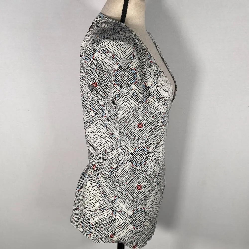 Bobeau Kaleidoscope Wrap V-Neck Blouse Multicolor Women's Size Small NWT - Image 2