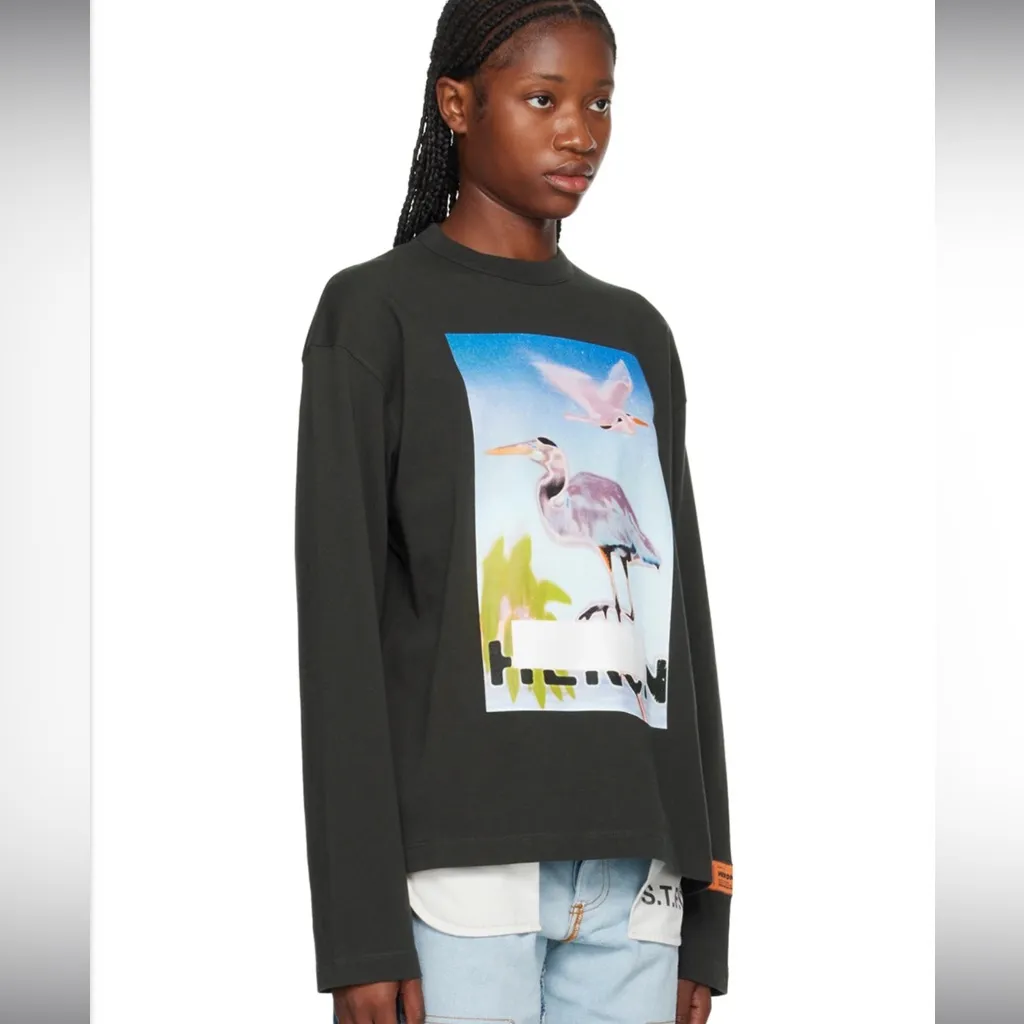 Heron Preston Green Censored Heron T-Shirt - Image 3