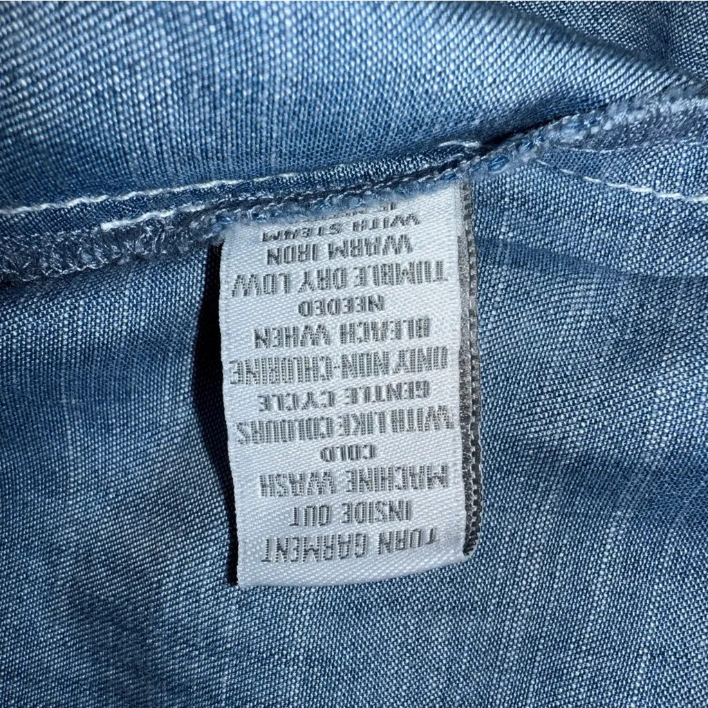 NWT Keren Hart Tencil Denim Sleeveless Chambray Asymmetrical Top Size Medium Blue - Image 10