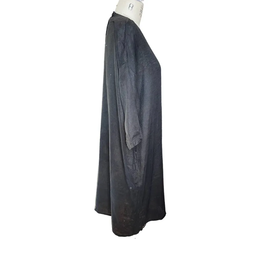 CP Shades Black Oversized 100% Linen Caftan Tunic Dress Size XS X-Small - Image 3