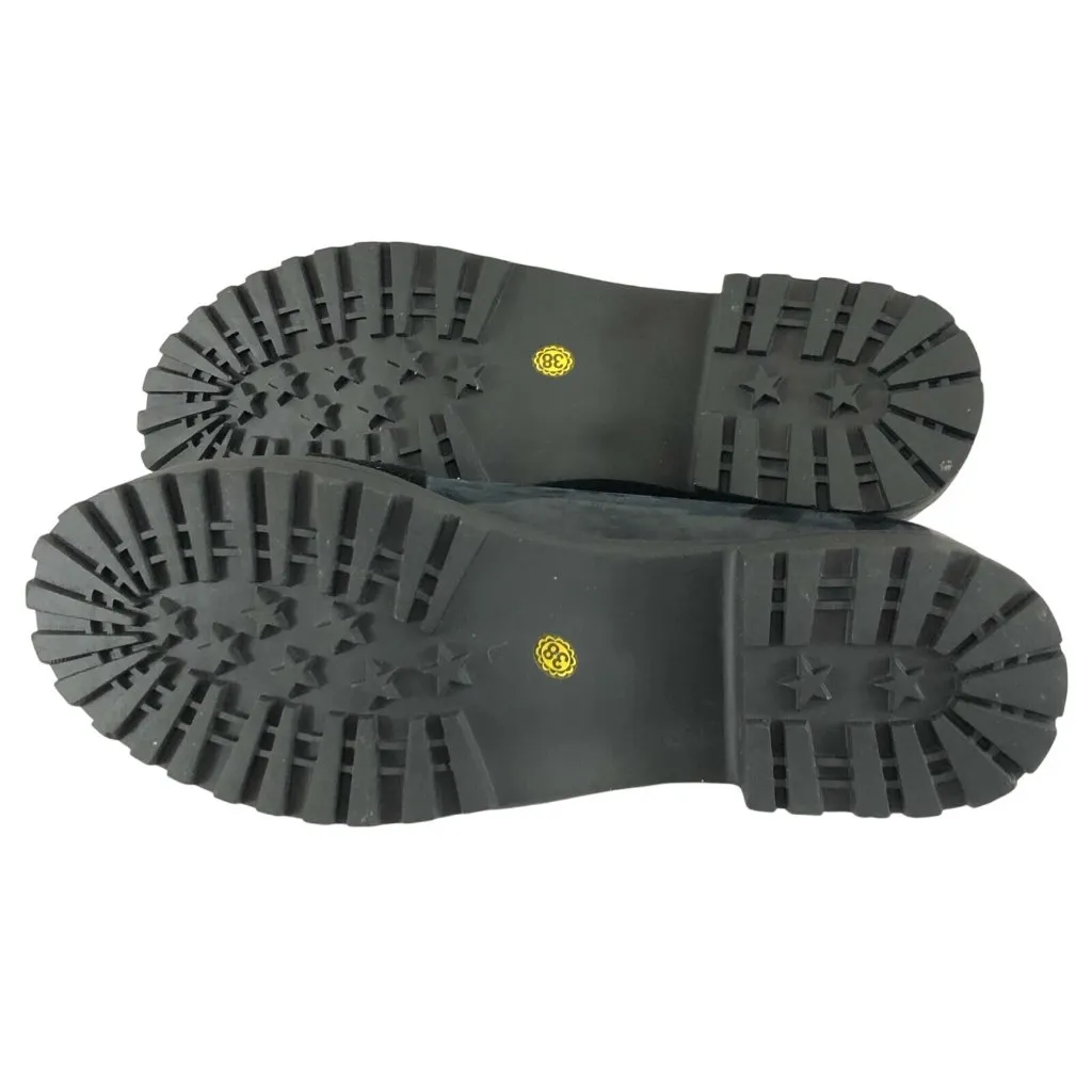 Womens Slip On Loafers Rockabilly Retro Faux Leather Bow Black 38 US Size 7 - Image 4