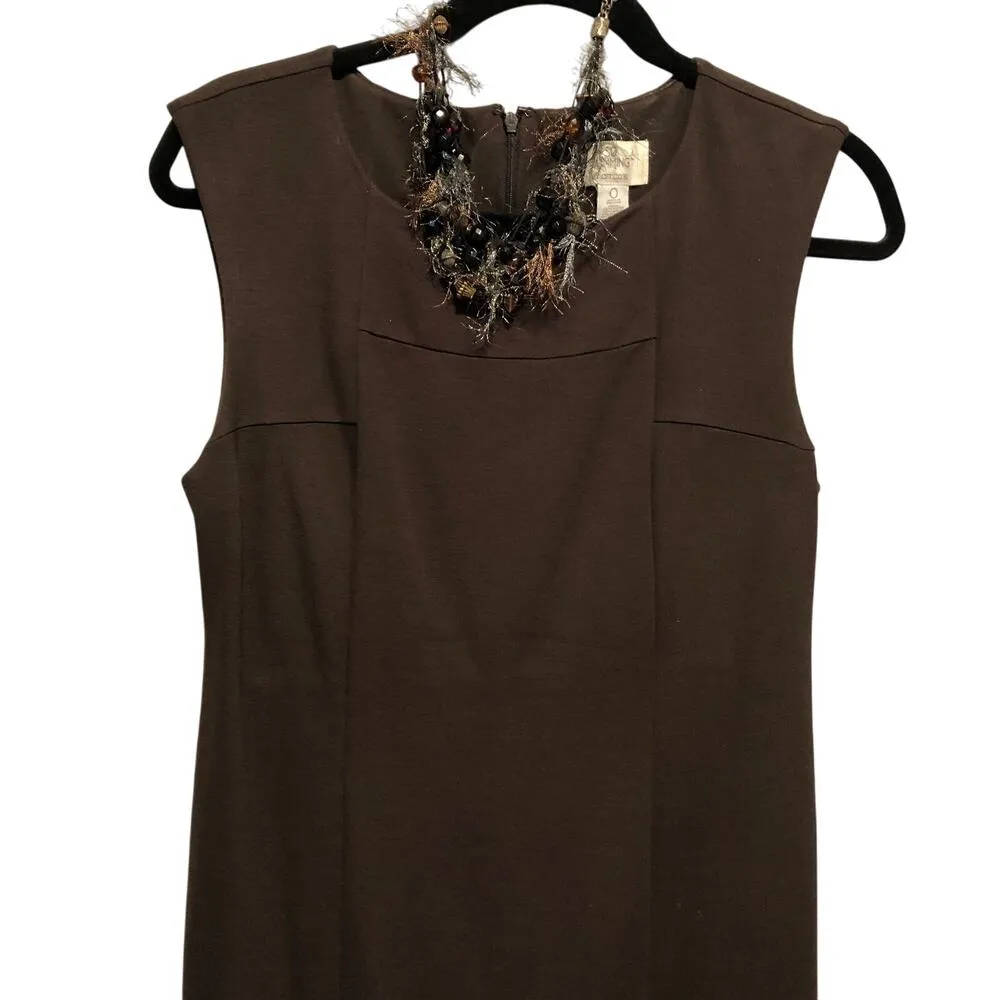 Chicos Brown Dress Sheath So Slimming Jackie Ponte Knit Sz 0 - Image 2