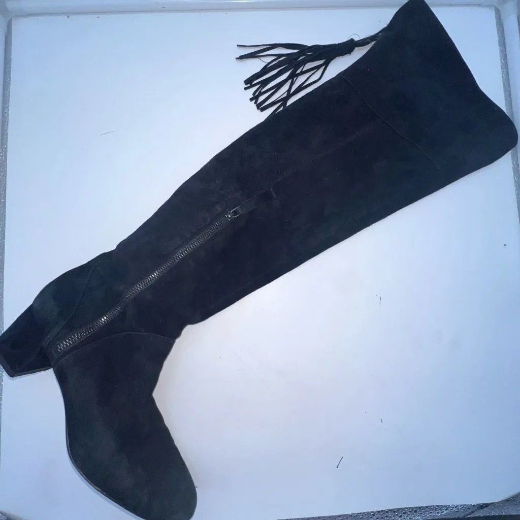 Nine West Over the Knee Suede Tassel Boots - Image 5