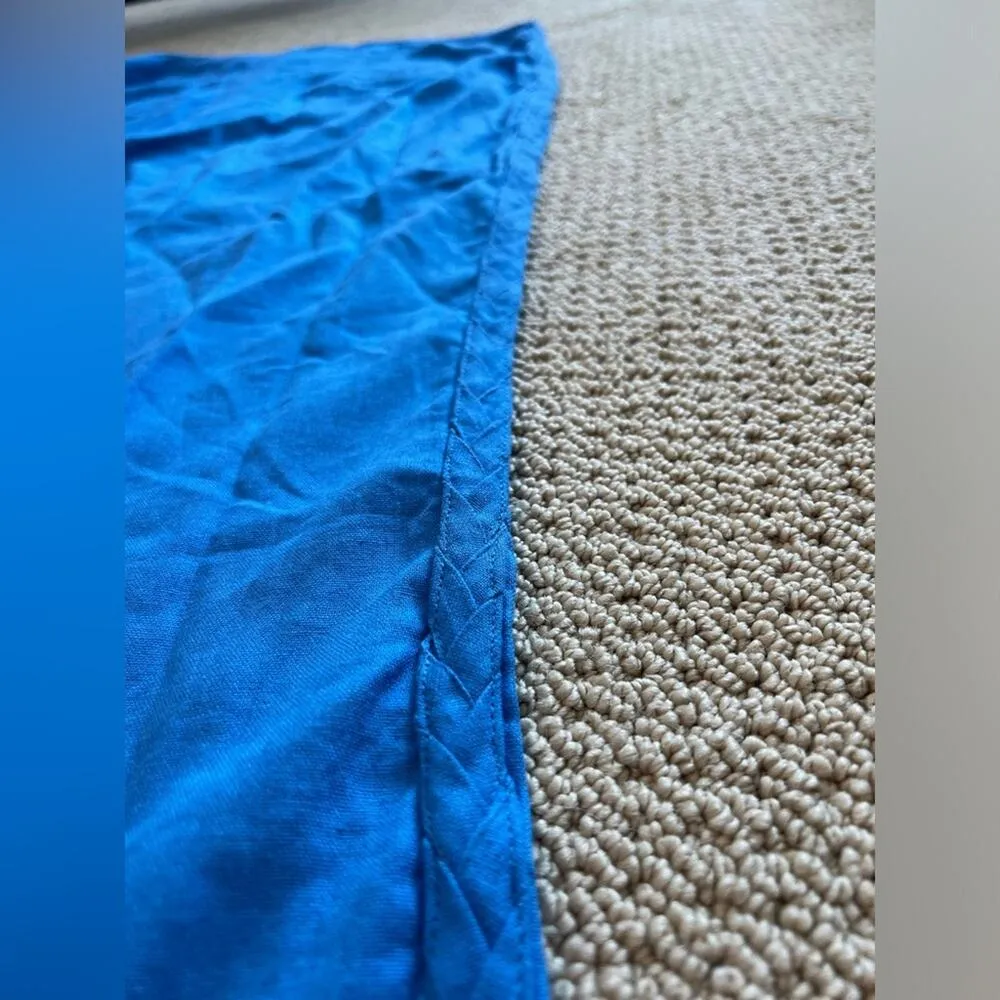 Jason Wu Linen Blend High Waisted Wide Leg Pants, Blue, Size 12, Braided, Flowy - Image 3