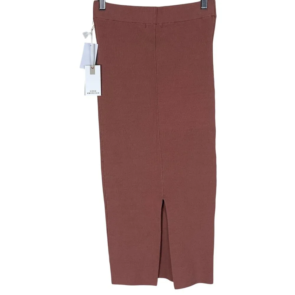 NWT Good American Strut Midi Skirt Womens S Dusty Rose Pink Slim Fit Minimalist - Image 6