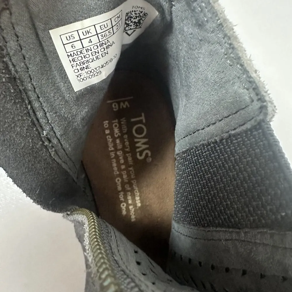 Toms Booties Womens 6 Majorca Suede Peep Toe Ankle Boots Boho Perforated… - Image 9