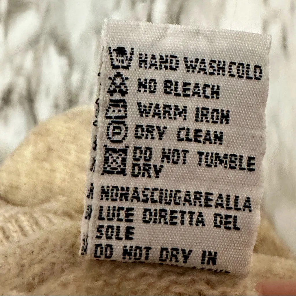 United Colors Of Benetton Oatmeal Pop Over Sweater Collar Pattern Cozy Cabincore - Image 4