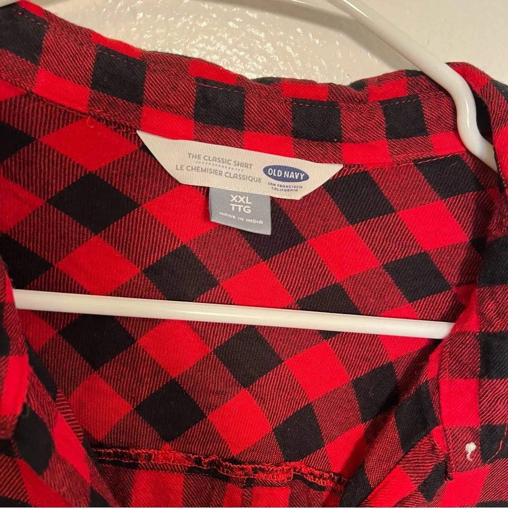 Old Navy The Classic Shirt Red Black Gingham - Image 9