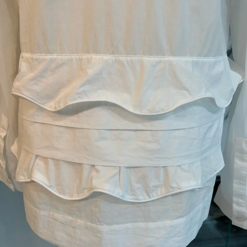 COS multi-tiered white cotton button up blouse, Peter Pan collar, size 4 - Image 6