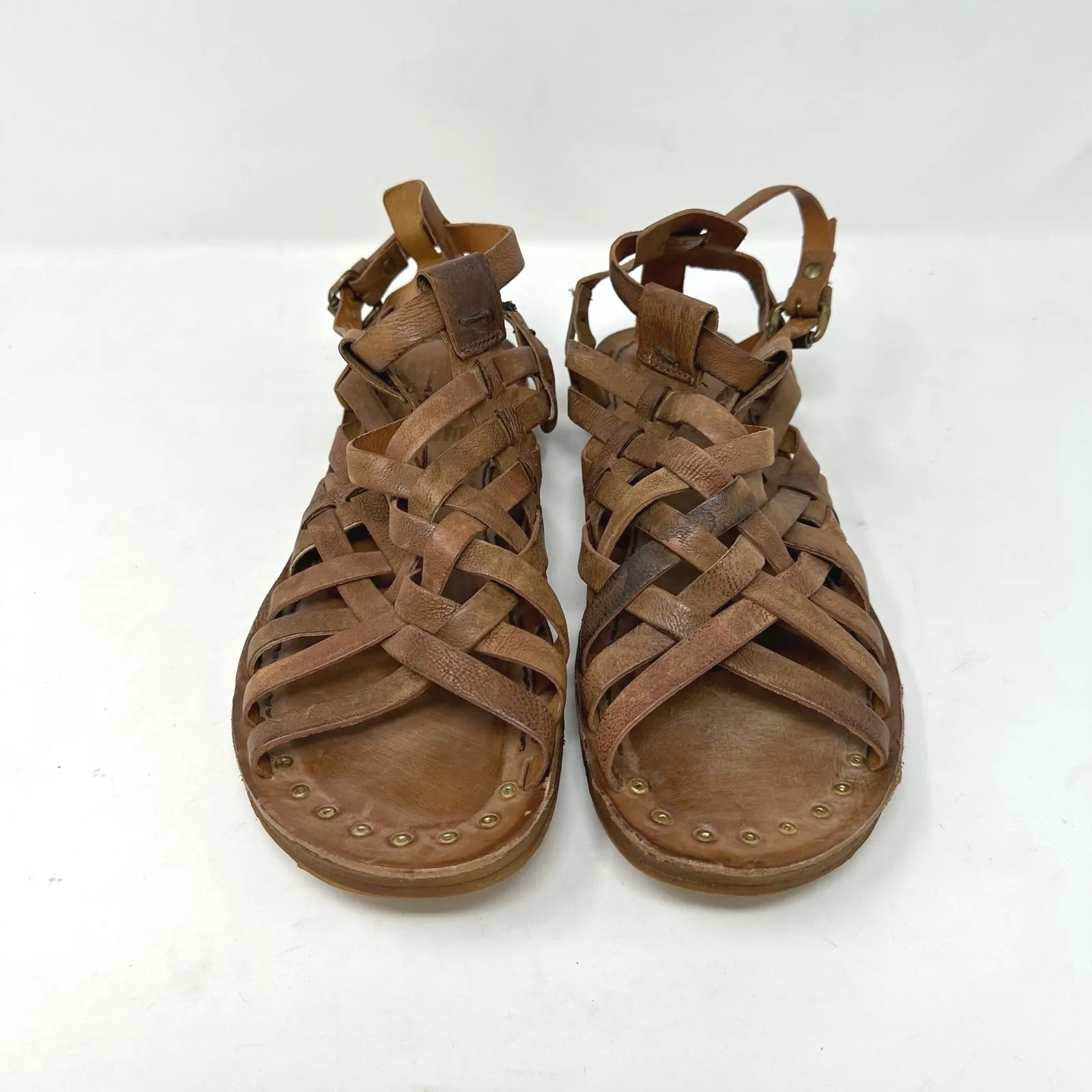 A.S.98 Ralston Gladiator Leather Sandals Camel Size 41 Brown - Image 2