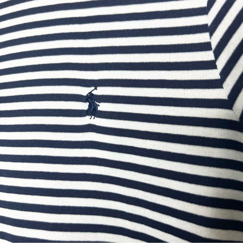 Ralph Lauren Sport Navy Blue & White Striped Women’s Polo Shirt Size Large - Image 4
