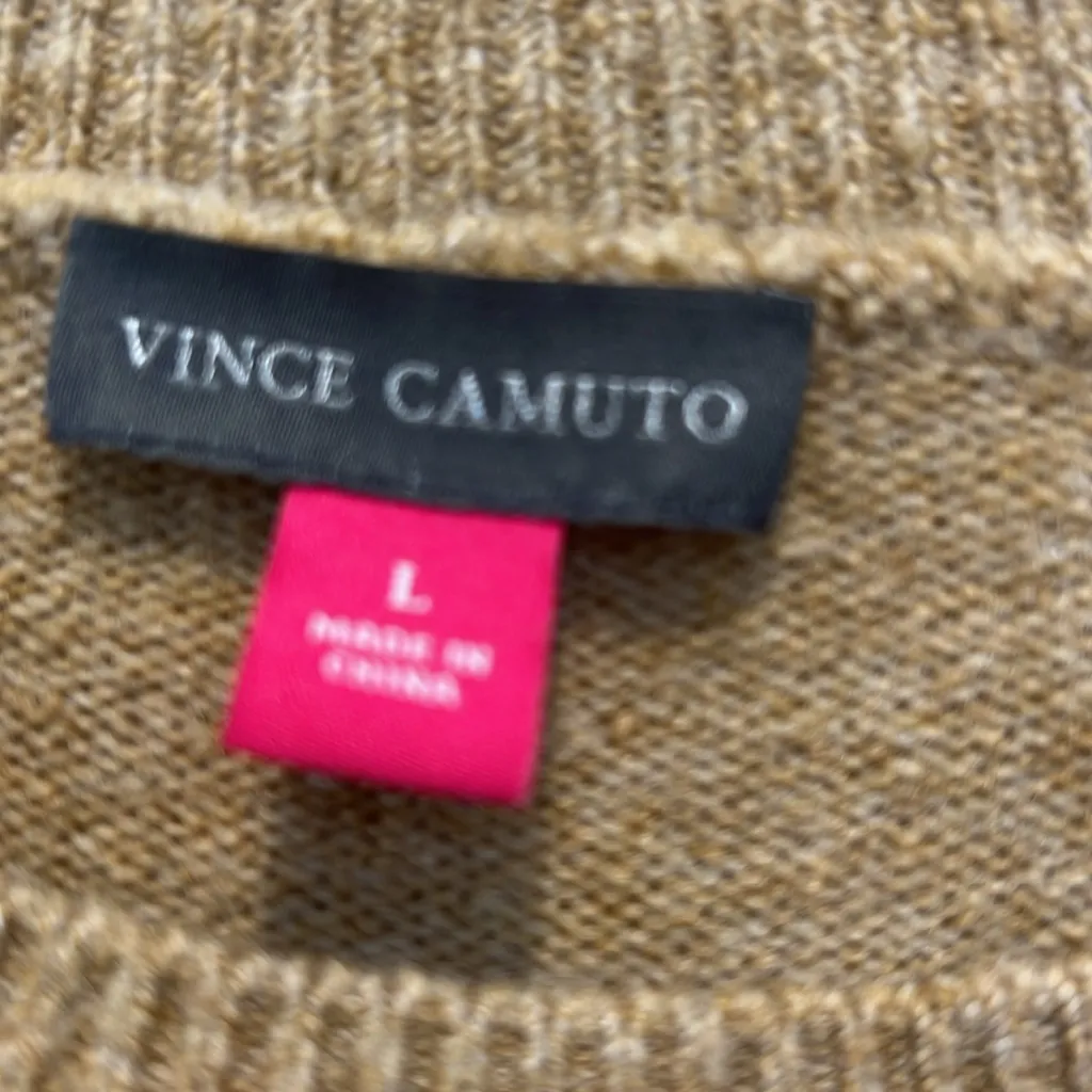 Vince Camuto  women’s Camel Crewneck Sweater size large. - Image 5