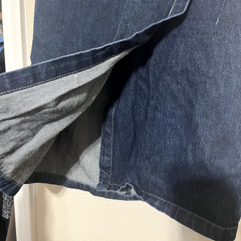 U2 Jeans Denim Mini Skirt Size XS pencil zipper back grunge y2K Blue - Image 4