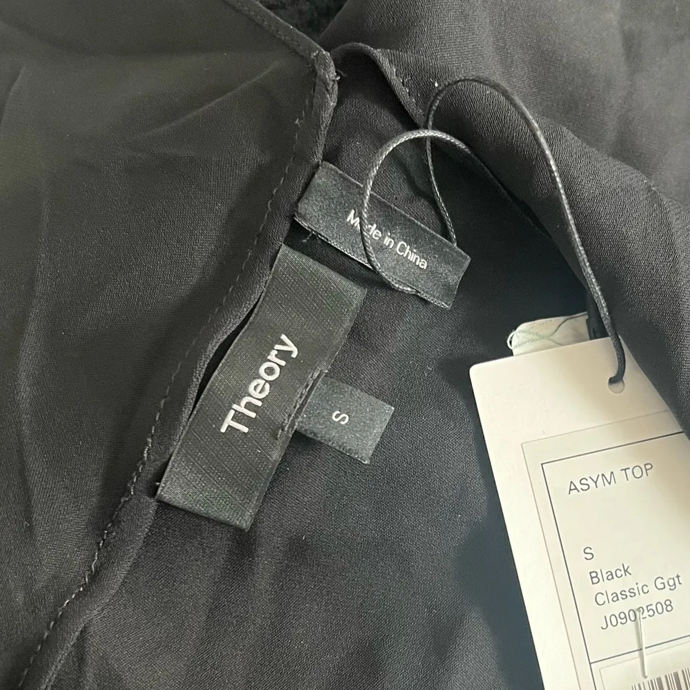 Theory Asymmetric Classic Silk Georgette Black Top, Size S New w/Tag Retail $275 - Image 11
