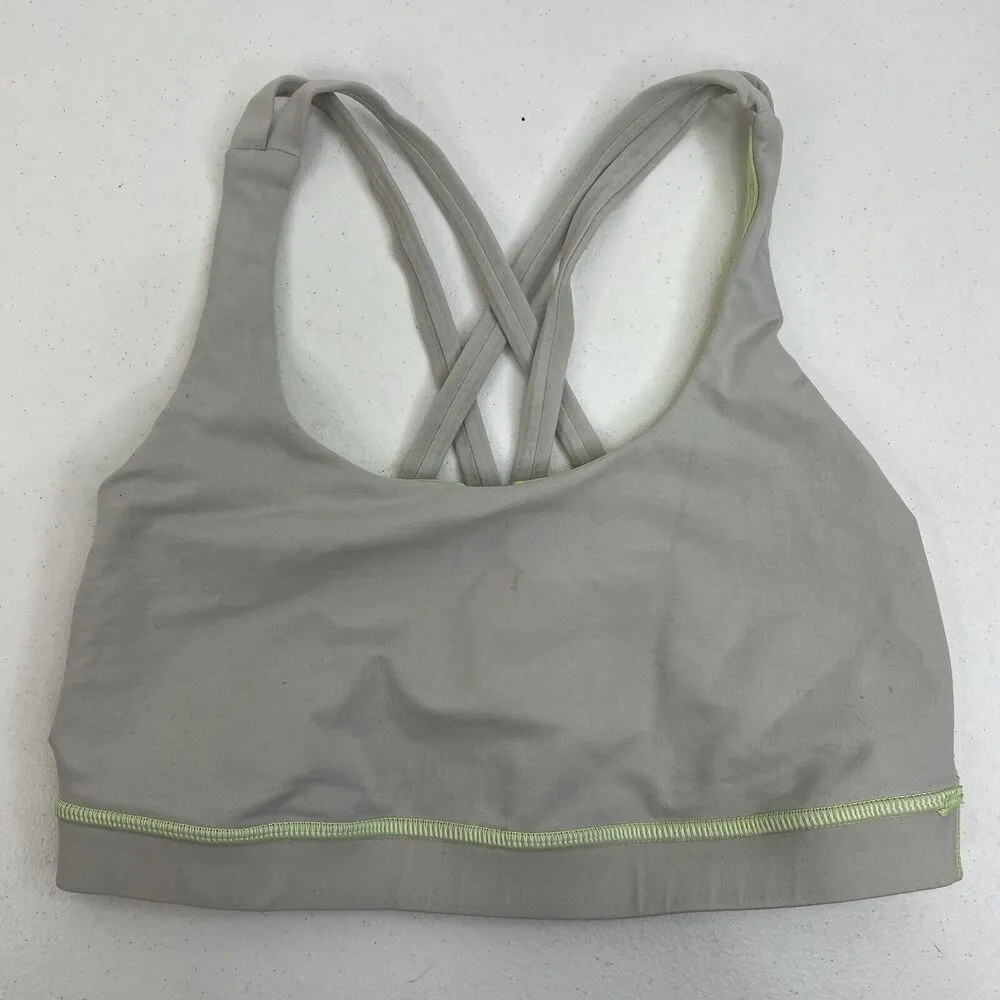 Lululemon Size 6 Energy Bra Medium Support Stretch B / C Cup Gray Lime Green - Image 4