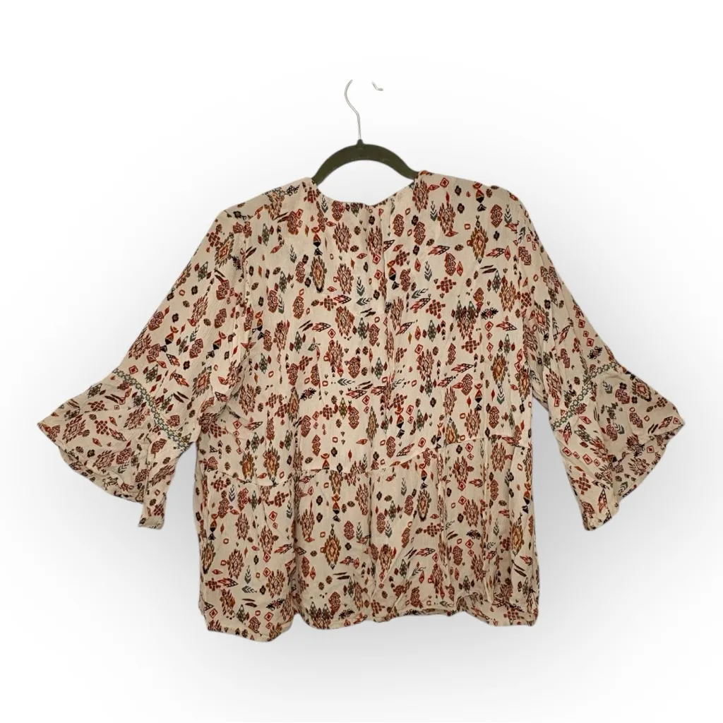 Coldwater Creek Boho Western Embroidered Peasant Top Floral Blouse Petite XL - Image 3