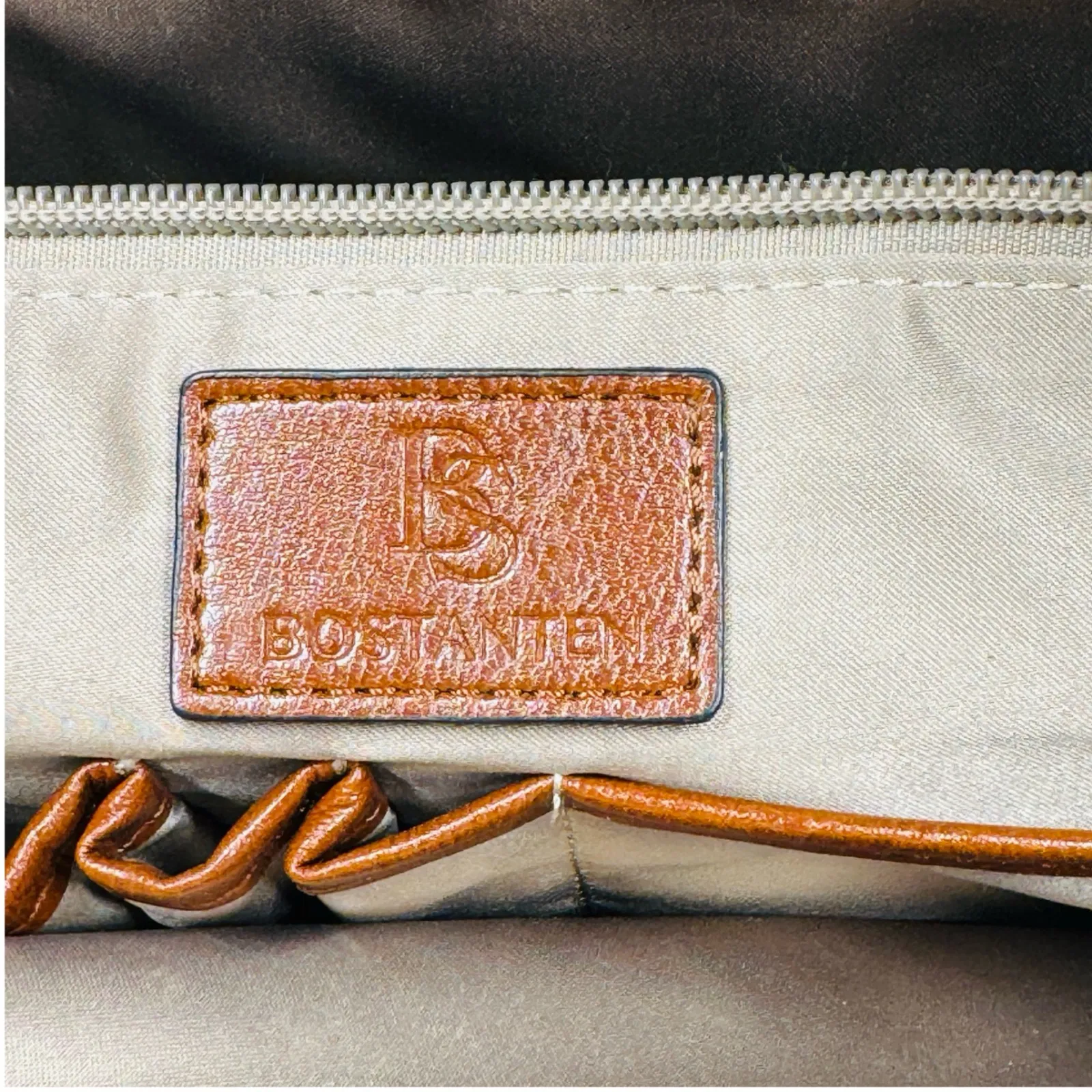 Bostanten Leather Laptop Tote Briefcase Work Bag Multi Compartment Shoulder Bag Brown - Image 4