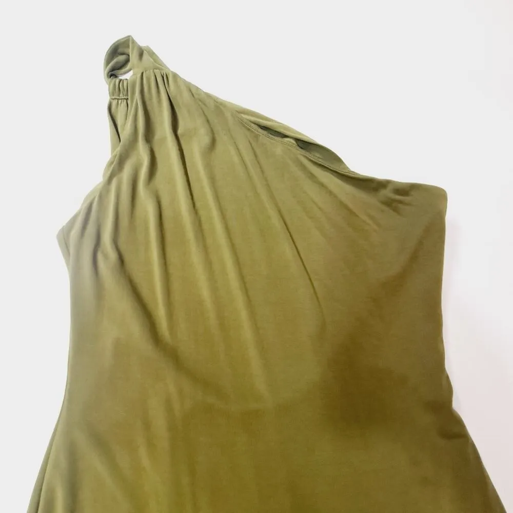 NOT YOURS TO KEEP Mary Midi Dress in Olive Medium Green - Image 5