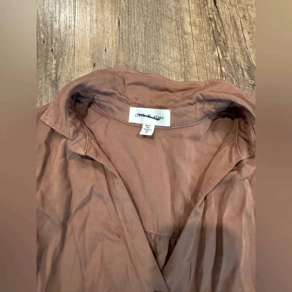 Cloth & Stone Long Sleeve button down midi dress collared Small - Image 4