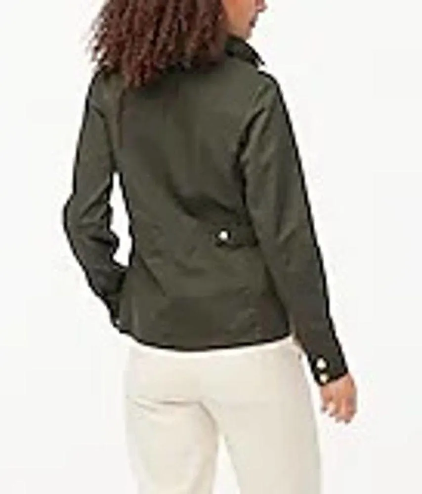 J. Crew Resin Coated Twill Field Olive Green Jacket XXS STYLE: 27584 - Image 9