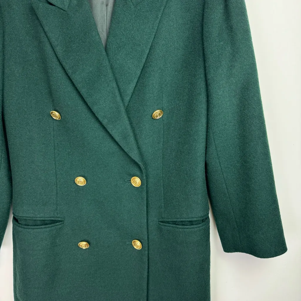 Vtg Liz Claiborne Wool Cashmere Double Breasted Blazer Jacket Sz 8 Green - Image 4