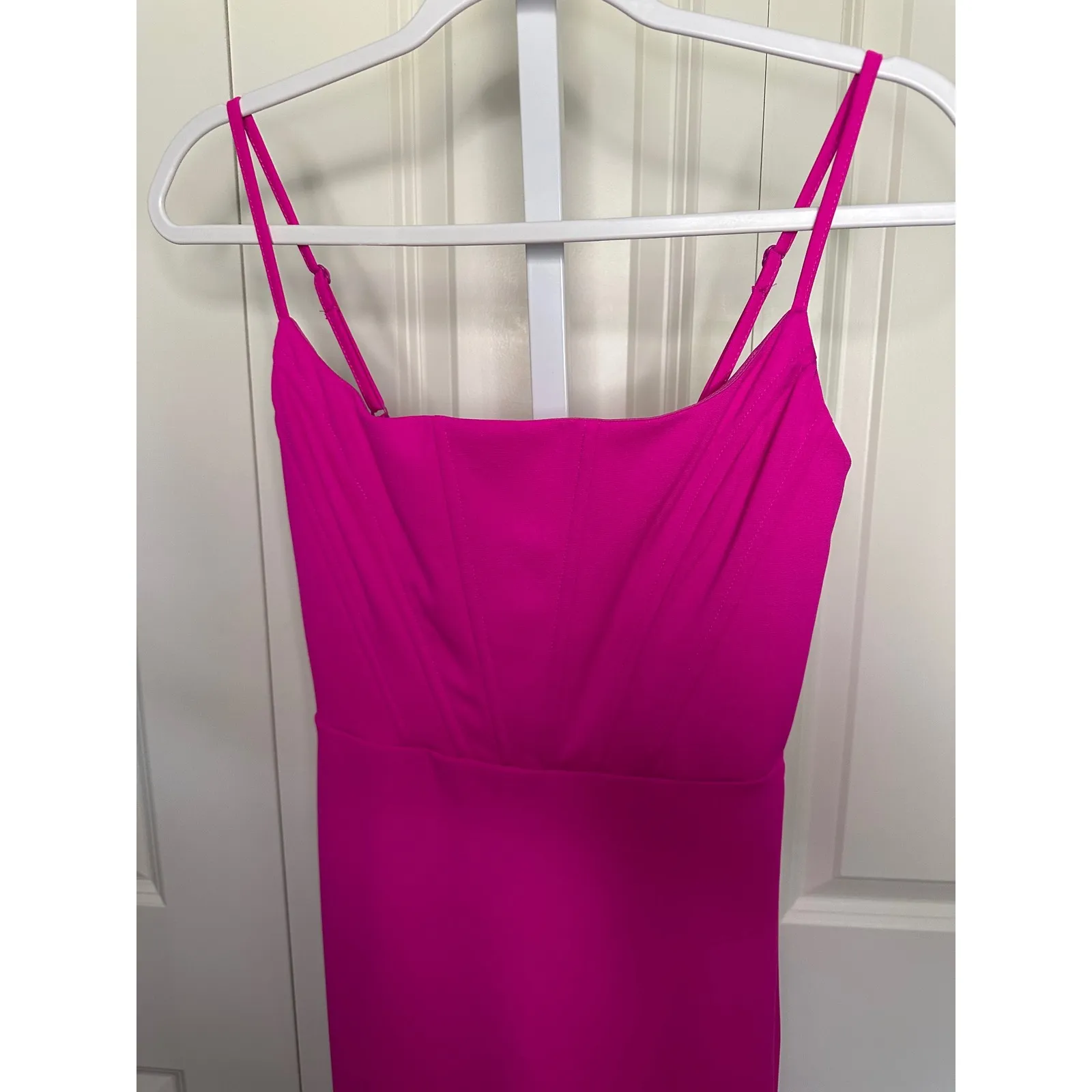 SHEIN Bodycon Midi Dress‎ Hot Pink Spaghetti Strap Cocktail Party XS - Image 2