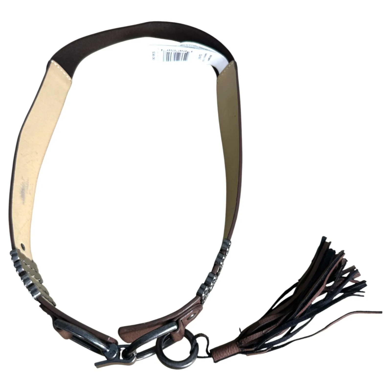 Dickies Brown Fringe Boho Bohemian Western Belt Size Small Medium NEW with Tags - Image 2