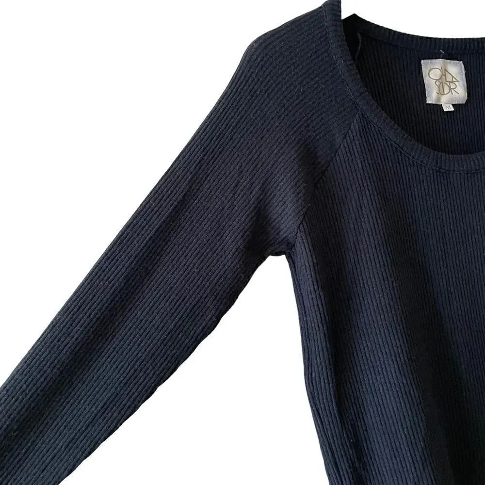 Chaser Revolve Jet Black SCOOP NECK RAGLAN RIB PULLOVER Long Sleeves SZ M - Image 7