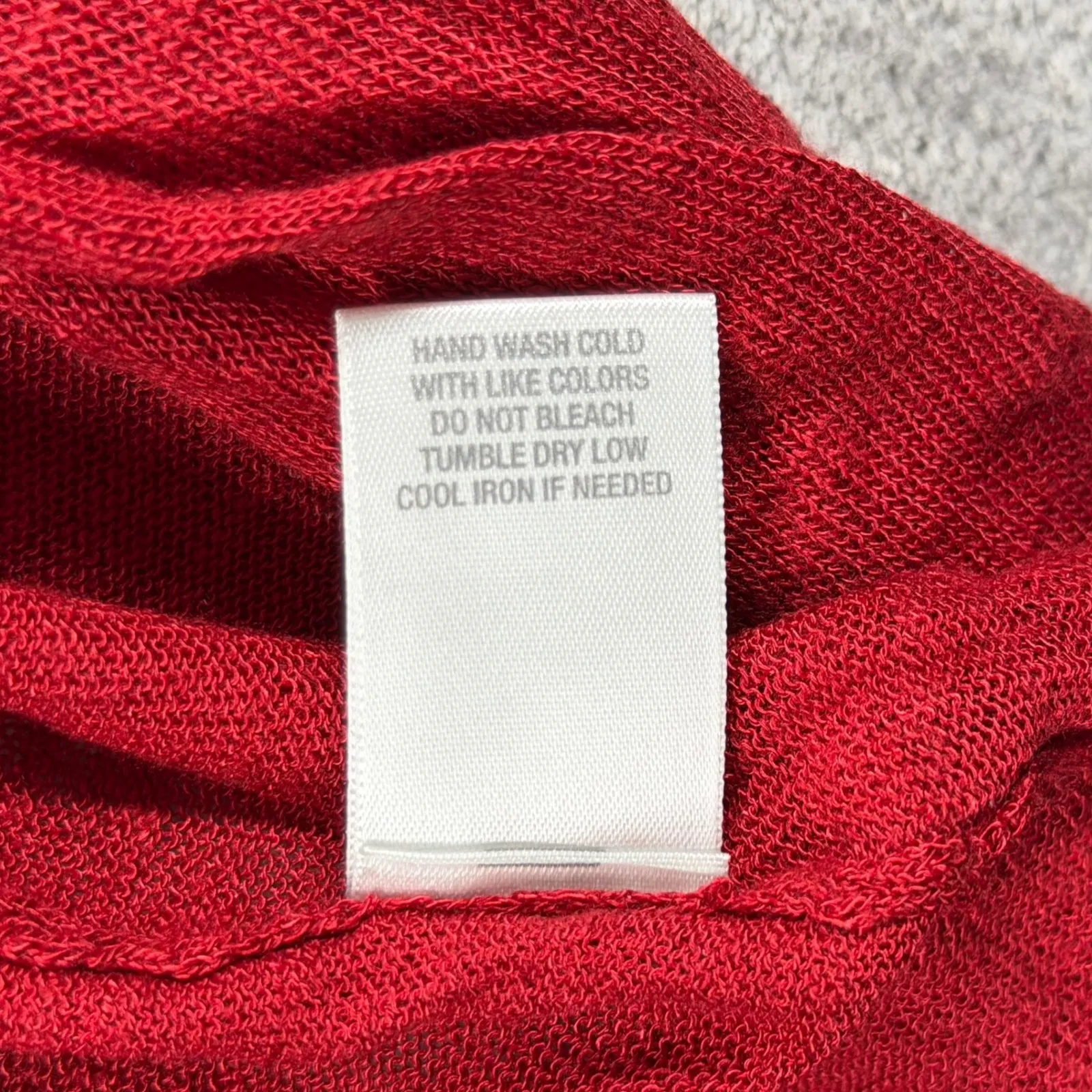 Dressbarn Cardigan XL Red Open Front Knit Shrug Slouchy Ruched Sleeve Cozy Chic - Image 8