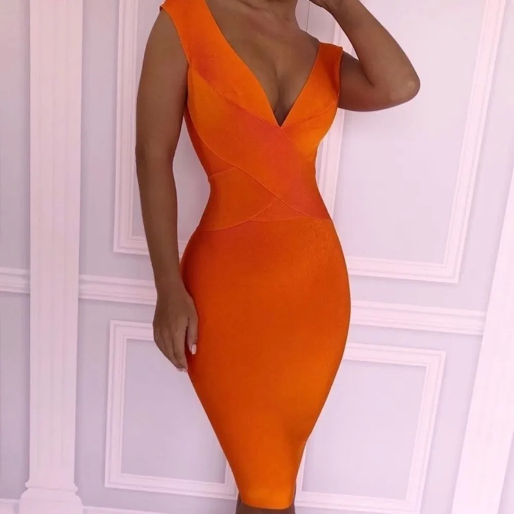 HOUSE‎ OF CB 'Ginevra' Orange Cross Front Bandage Dress /Size XS NWOT - Image 4