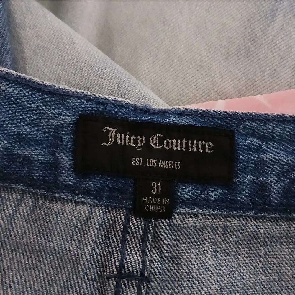 Y2K Juicy Couture Indigo Tie Dye Denim Jeans Womens Size 31 Blue Casual Gorpcore - Image 6