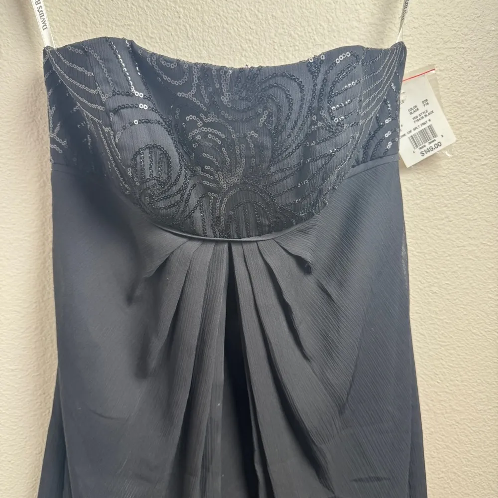 David’s Bridal Size 6 Black Sequin Party Dress Strapless - Image 8