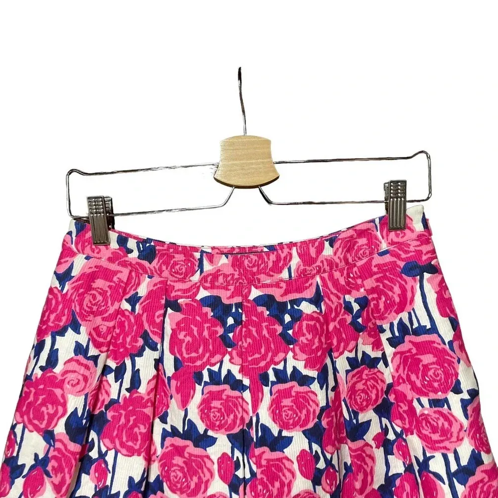 Vineyard Vines for the Kentucky‎ Derby Lipstick Pink Rose Floral Skirt Size 4 - Image 2