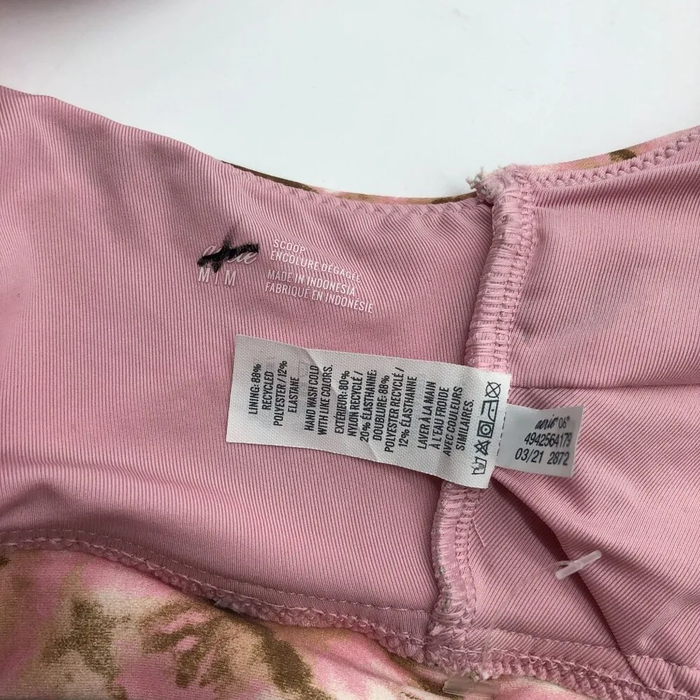 Aerie Swim Womens Tie-Dye Bikini Top Removable Cups Scoop Pink Brown M - Image 3