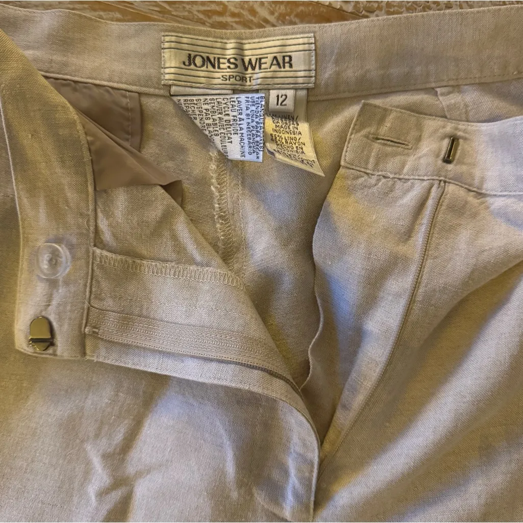 👒Jones New York Sport Women’s Tan Linen Blend Capri Pants Summer Vacation👒 ~12 - Image 2